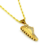 30 Pieces) Unique Shoe Design Golden Color Alloy Pendant Rhinestone Necklace