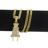 30 Pieces) Plug Pendant Men Fashion Rhinestone Hip-hop Necklace