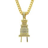 Plug Pendant Men Fashion Rhinestone Hip-hop Necklace 10 twenty 2 