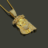 Wholesale Fashion Gold Plated Alloy Jesus Pendant Men Hip-hop Rhinestone Necklace