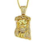 Wholesale Fashion Gold Plated Alloy Jesus Pendant Men Hip-hop Rhinestone Necklace