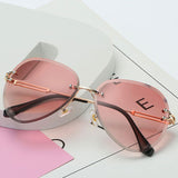 Wholesale Women Men Rimless Gradient Color Retro Round Metal Sunglasses 10 twenty 2