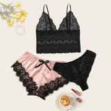 30 Set's) Lace Camisole Bowknot Shorts And Panties 3 Pcs Set-10 TWENTY 2 RETAIL©