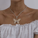 Wholesale Delicate Rhinestone Decor Butterfly Pendant Necklace 10 twenty 2 