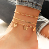 30 Pieces) Butterfly Alloy Chain Anklets