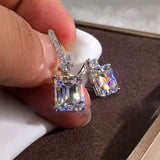 Wholesale Women Shining Large Square Zircon Decor Earrings