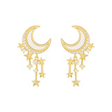 (30 Set's) Star And Moon Design Rhinestone Decor Stud Earrings-10 TWENTY 2 RETAIL©