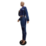 30 Set's) Retro Color Blocking Patchwork Top And Jeans Two Piece Set-10 TWENTY 2 RETAIL©