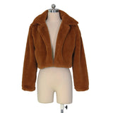 30 Set') Lapel Neck Solid Color Plush Coat-10 TWENTY 2 RETAIL©