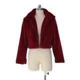 30 Set') Lapel Neck Solid Color Plush Coat-10 TWENTY 2 RETAIL©