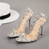 Women Plus Size Rhinestone Studded High Heels