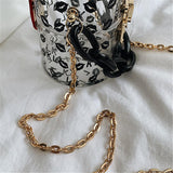 Women Fashion Lip Print Chunky Chain Crossbody Bag