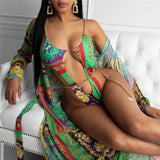 10 Twenty 2 Wholesale S-L Women Sexy Hollow Out Metal Chain Graphic-Print Swimwear Shoptentwentytwo