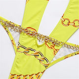 10 Twenty 2 Wholesale S-L Women Sexy Hollow Out Metal Chain Graphic-Print Swimwear Shoptentwentytwo