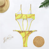 10 Twenty 2 Wholesale S-L Women Sexy Hollow Out Metal Chain Graphic-Print Swimwear Shoptentwentytwo