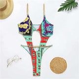 10 Twenty 2 Wholesale S-L Women Sexy Hollow Out Metal Chain Graphic-Print Swimwear Shoptentwentytwo