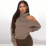 10 twenty 2 wholesle vendor usaWomen Sexy Cool Shoulder Rib Knit Solid Color Sweatshirt