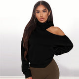 10 twenty 2 wholesle vendor usaWomen Sexy Cool Shoulder Rib Knit Solid Color Sweatshirt