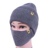 Wholesale Simple Solid Color Knitted Hat And Mask Two-piece Set 10 twenty 2