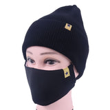 Wholesale Simple Solid Color Knitted Hat And Mask Two-piece Set 10 twenty 2