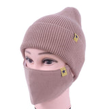 Wholesale Simple Solid Color Knitted Hat And Mask Two-piece Set 10 twenty 2