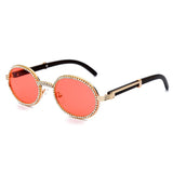 Wholesale Fashion Rhinestone Decorated Oval Frame Sunglasses quavo glasses diamond grillz 10 twenty 2 vintage cartier 