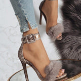 30 Set's) Plus Size Snakeskin Pattern Ankle Strap Plush Stilettos-10 TWENTY 2 RETAIL©