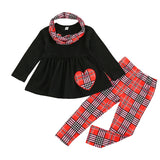 30 Set's) Wholesale Girls Long-sleeves Heart Pattern Tops And Plaid Pants With Headband-10 TWENTY 2 RETAIL©