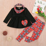 30 Set's) Wholesale Girls Long-sleeves Heart Pattern Tops And Plaid Pants With Headband-10 TWENTY 2 RETAIL©