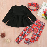 30 Set's) Wholesale Girls Long-sleeves Heart Pattern Tops And Plaid Pants With Headband-10 TWENTY 2 RETAIL©