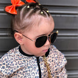 30 Pieces) Wholesale Girls Bowknot Decor Metal Design Oval Sunglasses