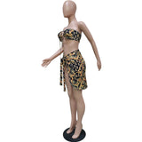  10 Twenty 2  Wholesale S-2XL Women Sexy Graphic Printing Swimwear Three Pieces Set Shoptentwentytwo Black+Gold