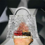 24 Pieces) Wholesale Women Transparent Ice Crack Chain Acrylic Evening Bag